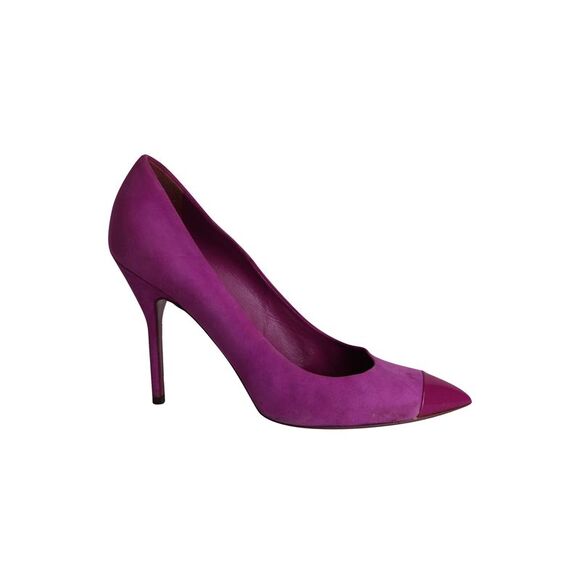Yves Saint Laurent Patent Toe Pumps in Purple Suede - Picture 1 of 8